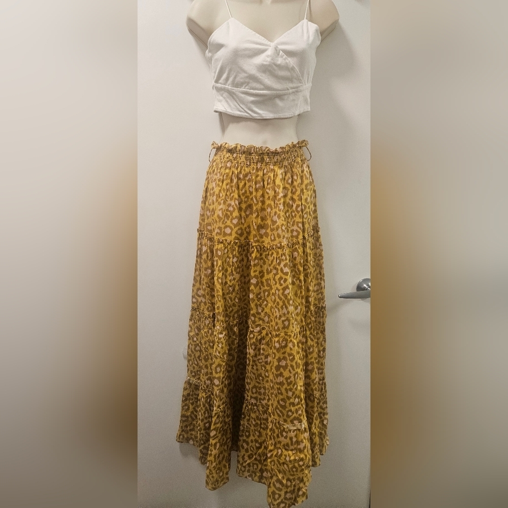 Zimmermann Carnaby Leopard-Print Cotton-Voile Maxi Skirt Mob Wife Size 1 - Picture 4 of 7